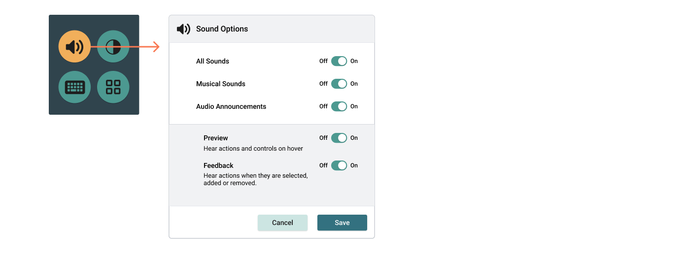 Weavly audio settings menu Weavly audio settings menu options